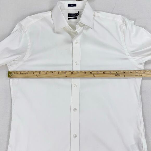 J Crew Men's Bowery Performance Stretch Dress Shirt Medium White Slim Fit - Picture 13 of 16